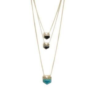 T&J Designed Stone Layered Necklace 18K Gold Plate